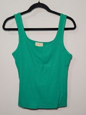 The Buckley Ultimate Tank Top Green Ribbed Stretch Summer Casual Women's Size M
